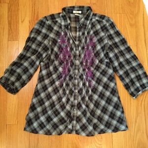 Purple Stitch Plaid Flannel
